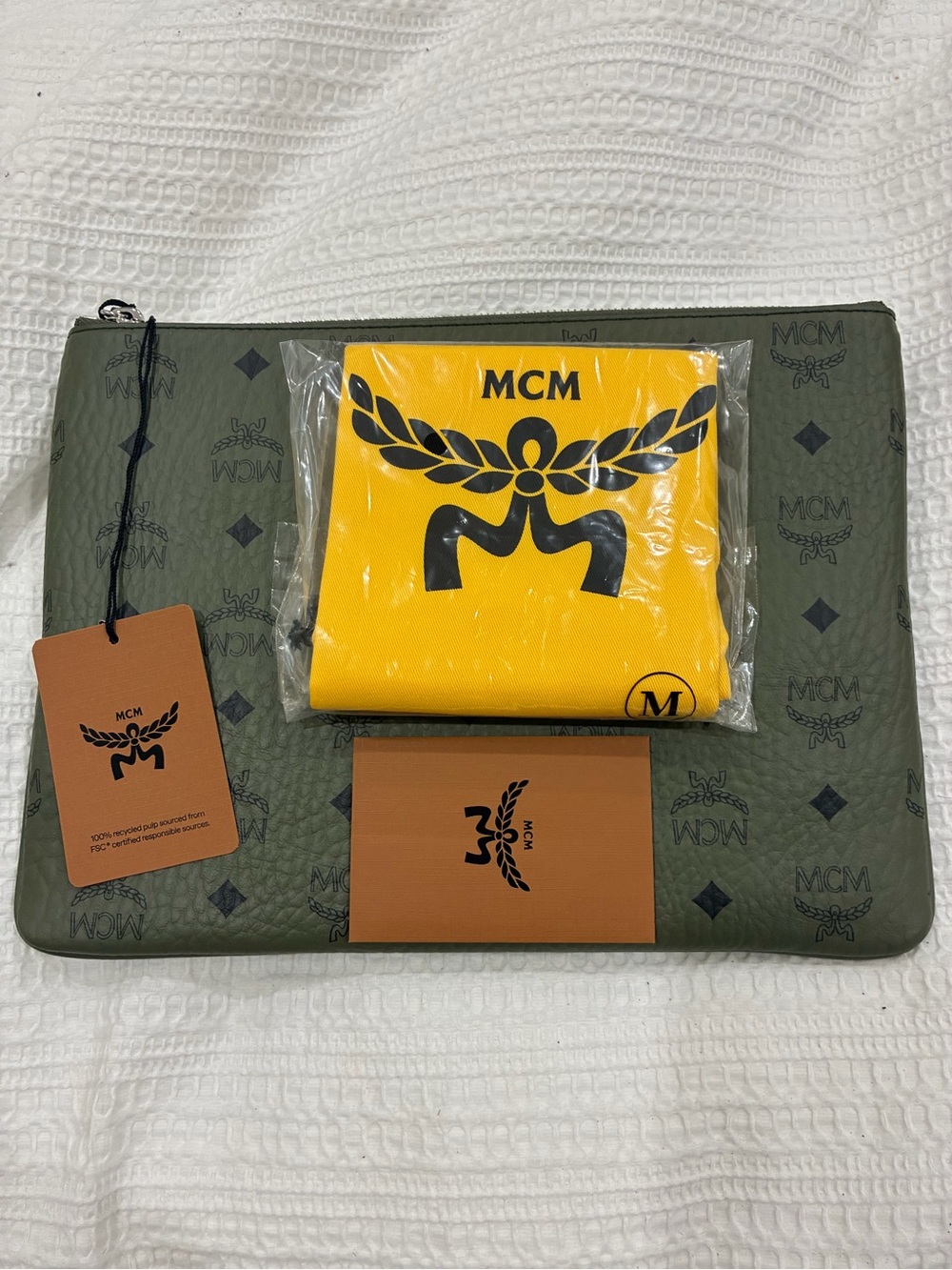 MCM Khaki Moss Visetos Crossbody Pouch - Picture 5 of 5